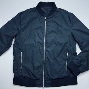 ALLSAINTS Bassett Bomber Jacket Mens Size Medium Black Lightweight Zip Pockets